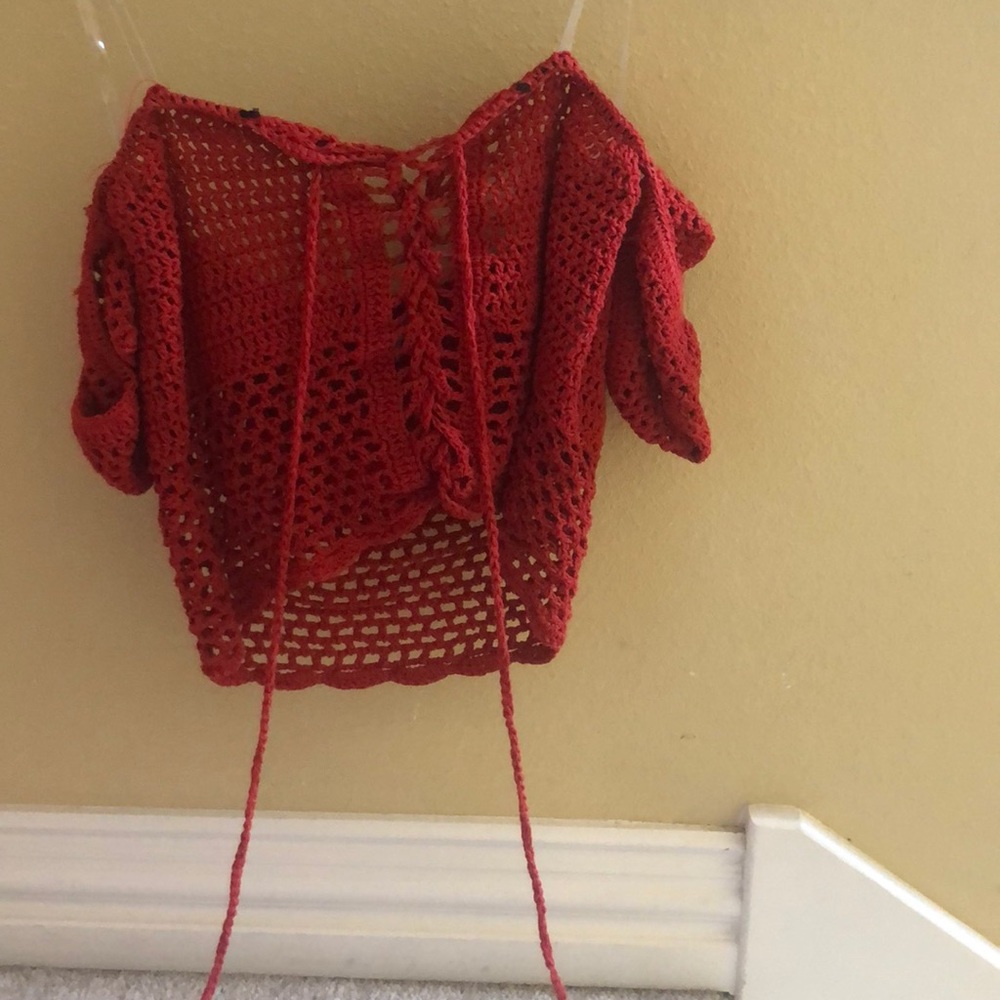 red crocheted top from charlotte russe
